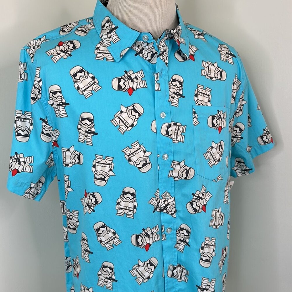 Disney Parks Star Wars Storm Trooper Button Down Short Sleeve Shirt NWT